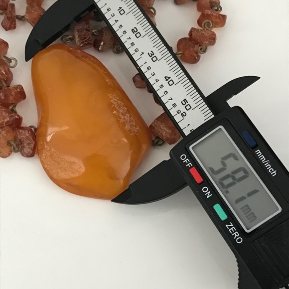 VINTAGE 37g BALTIC HONEY AMBER STONE PENDANT NECKLACE SOVIET USSR - Picture 8 of 11